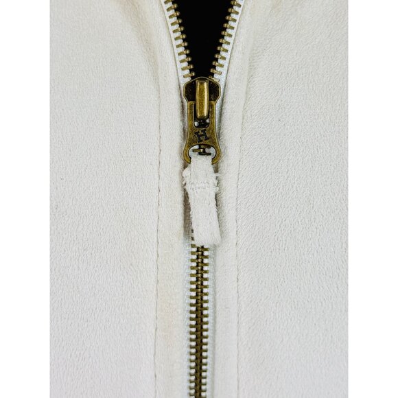 Vtg Y2K Hydraulic Hooded Cream Faux Suede & Fur Lined Penny Lane Coat | Boho Lg - Picture 5 of 16